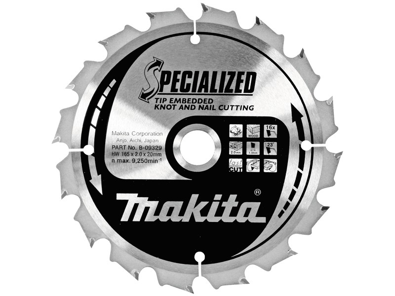 TCT Specialized žagin list Makita, Dimenzije: 165x2x20mm, Zob: 16, B-33037