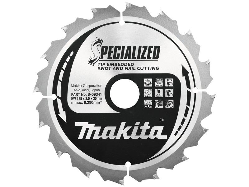 TCT Specialized žagin list Makita, Dimenzije: 185x2x30mm, Zob: 16, B-09341