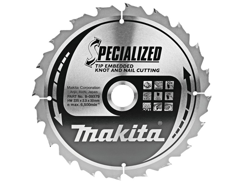 TCT Specialized žagin list Makita, Dimenzije: 235x2,3x30mm, Zob: 20, B-09379