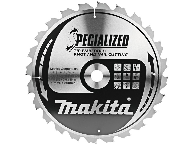 TCT Specialized žagin list Makita, Dimenzije: 355x3x30mm, Zob: 24, B-09385