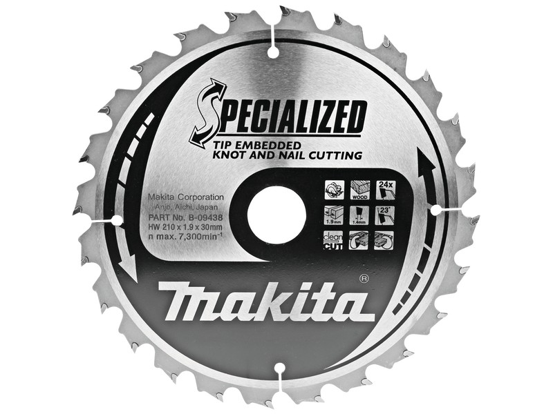 TCT Specialized žagin list Makita, Dimenzije: 210x1,9x30mm, Zob: 24, B-09438