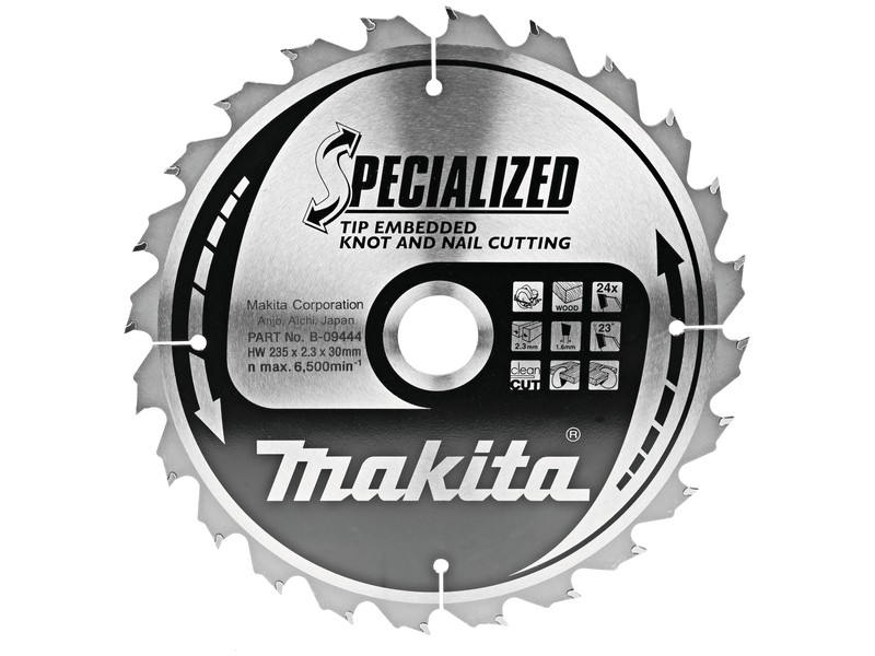 TCT Specialized žagin list Makita, Dimenzije: 235x2,3x30mm, Zob: 24, B-09444