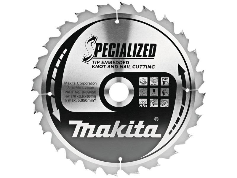 TCT Specialized žagin list Makita, Dimenzije: 270x2,6x30mm, Zob: 24, B-09450