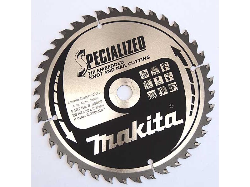 TCT Specialized žagin list Makita, Dimenzije: 185x2x15,88mm, Zob: 40, B-09488