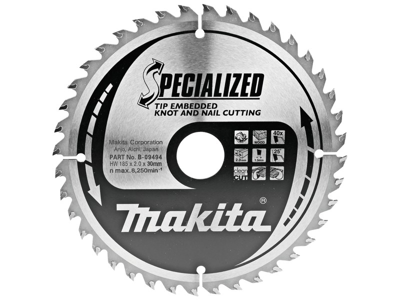 TCT Specialized žagin list Makita, Dimenzije: 185x2x30mm, Zob: 40, B-33174