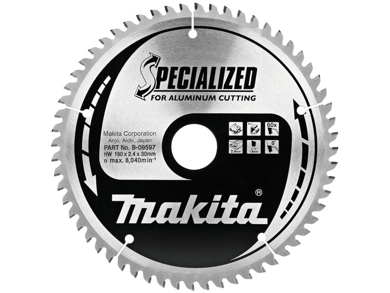 TCT žagin list Makita za aluminij, Dimenzije: 190x2,4x30mm, Zob: 60, B-33261