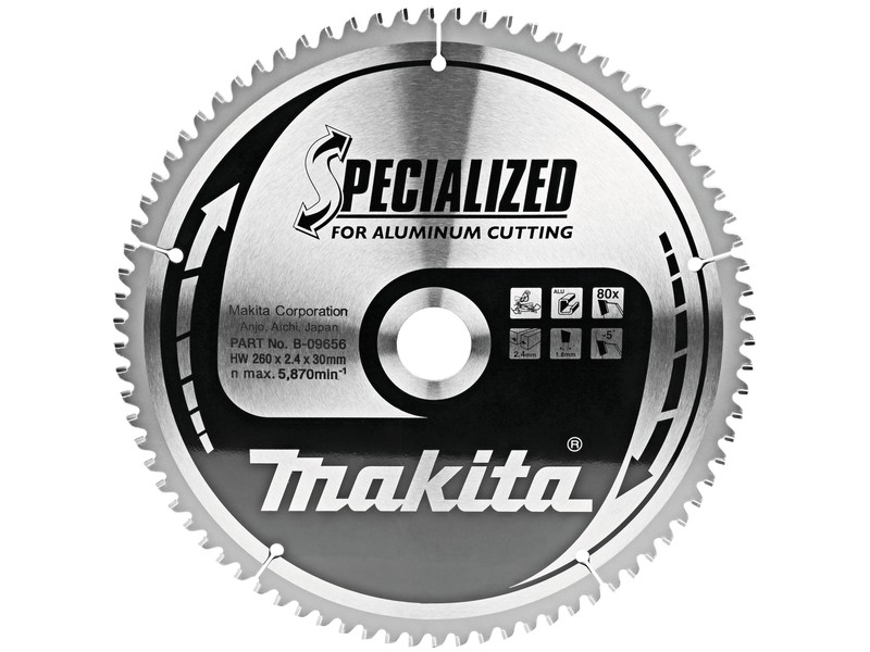 TCT Specialized žagin list za aluminij Makita, Dimenzije: 260x2,4x30mm, Zob: 80, B-33320