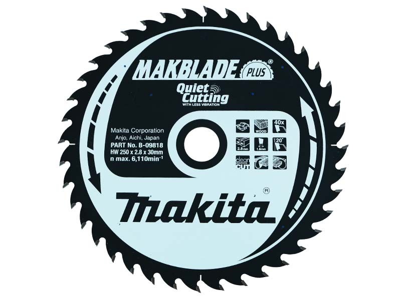 TCT MAKBlade Plus žagin list Makita, Dimenzije: 250x2,8x30mm, Zob: 40, B-33489