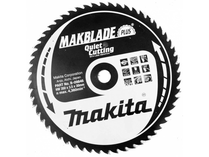 TCT MAKBlade Plus žagin list Makita, Dimenzije: 350x3,5x30mm, Zob: 56, B-33510