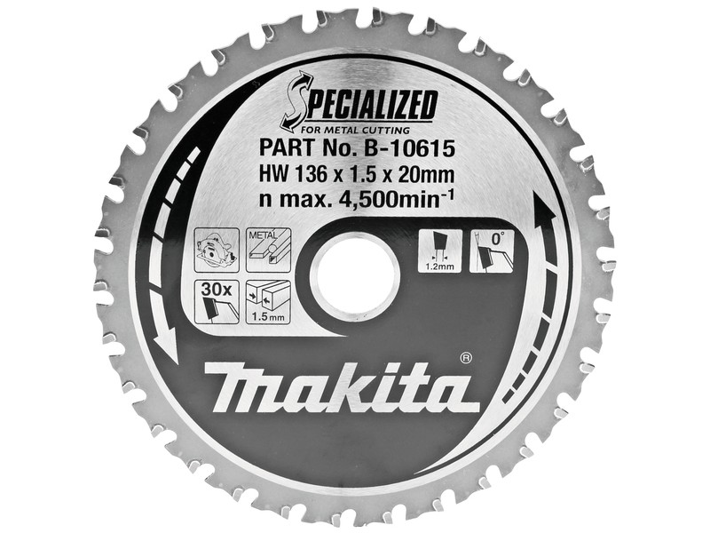 TCT Specialized žagin list Makita, Dimenzije: 136x1,5x20mm, Zob: 30, B-33526