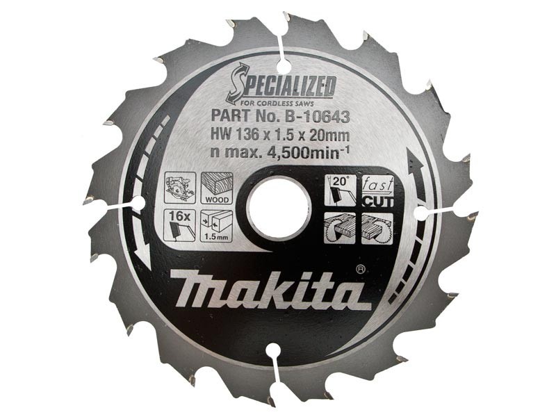 TCT Specialized žagin list Makita, Dimenzije: 136x1,5x20mm, Zob: 16, B-33532