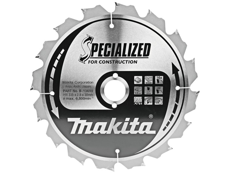 TCT žagin list Specialized Makita, Dimenzije: 235x2,8x30mm, Zob: 16, B-33560