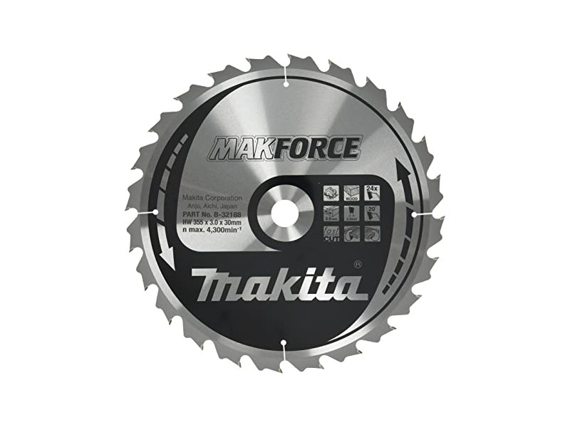 TCT MAKForce žagin list Makita, Dimenzije: 355x3x30mm, Zob: 24, B-32188