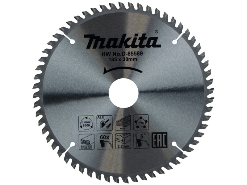 Žagin list Makita TCT, Dimenzije: 185x30x2.2mm, Zob: 60, D-65589