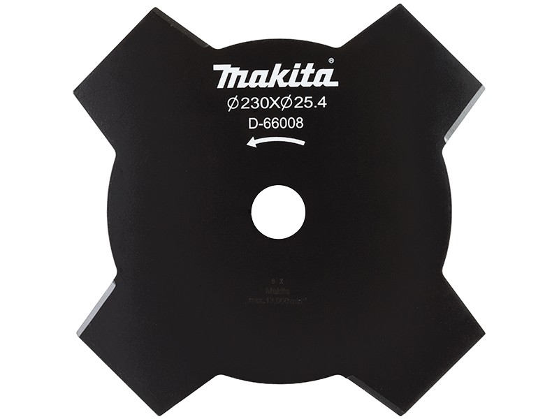 Rezilna plošča za travo Makita, Dimenzije: 230x25,4mm, Zob: 4, Model: DC 18V/36V, bencin, D-66008