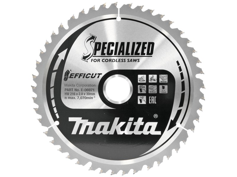 TCT žagin list EFFICUT Makita, Dimenzije: 216x2x30mm, Zob: 45, E-06971