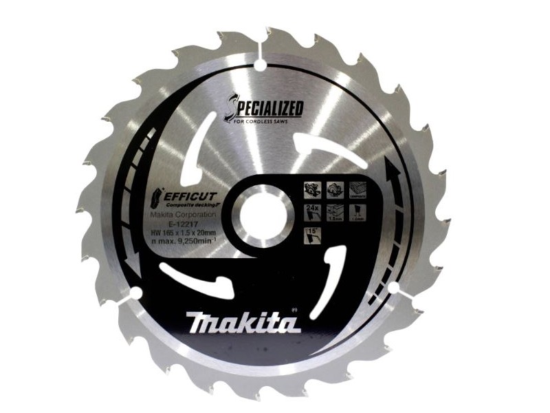 Žagin list Efficut Makita, Dimenzije: 165x1,5x20mm, Zob: 24, za lesne kompozite, E-12217