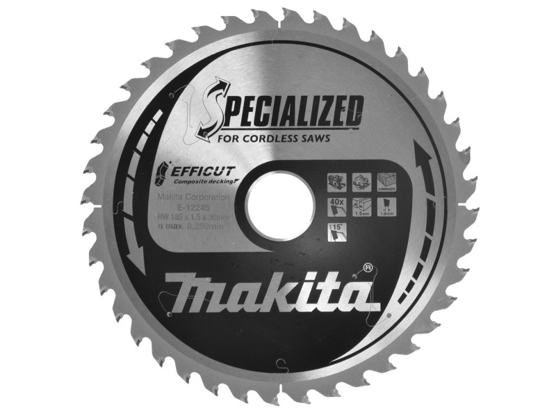 Žagin list Efficut Makita, Dimenzije: 185x1,5x30mm, Zob: 40, za lesne kompozite, E-12245