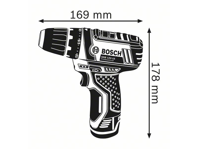 Akumulatorski vrtalni vijačnik Bosch GSR 12V-15, 12V, 15-30Nm, 1kg, 060186810F