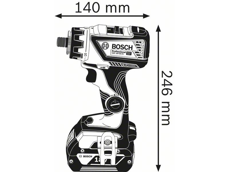 Akumulatorski vrtalni vijačnik Bosch GSR 18V-60 FC Flex v L-Boxx, 18V, 1.5-13 mm, 0.9kg, 06019G7101