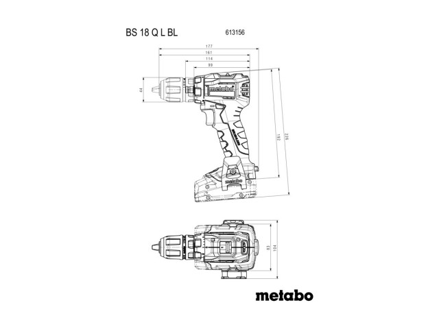 Akumulatorski vrtalnik/vijačnik Metabo BS 18 L BL Q, 18V, 28-65Nm, 0.9kg, 613156850