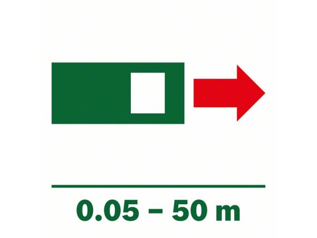 Laserski merilnik razdalj Bosch, UniversalDistance 50, 2x 1,5 V LR03 (AAA), 0,05–50,00m, ±2mm, 0.5s, 0.09kg, 0603672800 