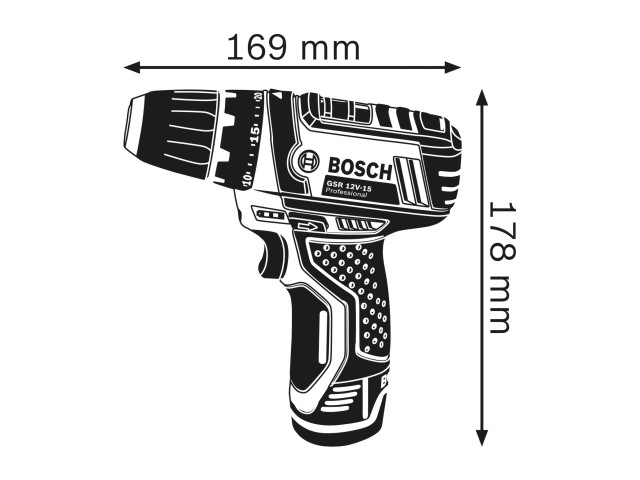 Akumulatorski vrtalni vijačnik Bosch GSR 12V-15, 12V, 7mm, 1 kg, 060186810C