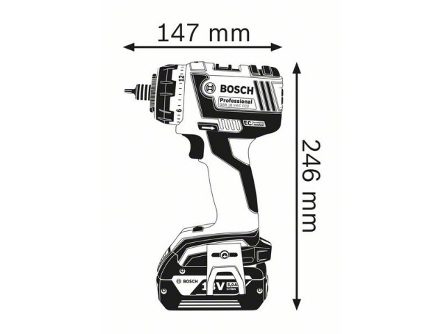 Taladro atornillador BOSCH - GSR 18 V-EC FC2 5.0Ah L-Boxx - 06019E1104