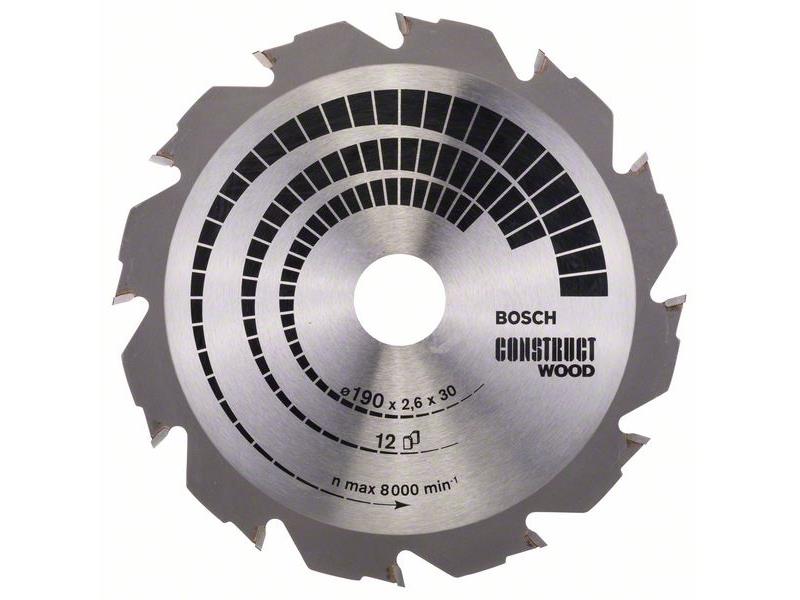 List krožne žage Bosch Construct Wood, Dimenzije: 190x30x2,6mm, Zob: 12, 2608640633