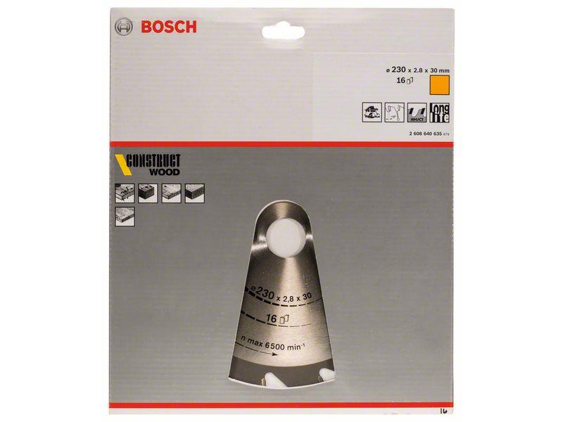 List krožne žage Bosch Construct Wood, Dimenzije: 230x30x2,8mm, Zob: 16, 2608640635