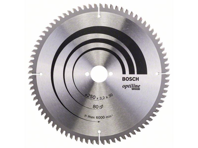 List krožne žage Bosch Optiline Wood, Dimenzije: 250x30x3,2mm, Zob: 80, 2608640645