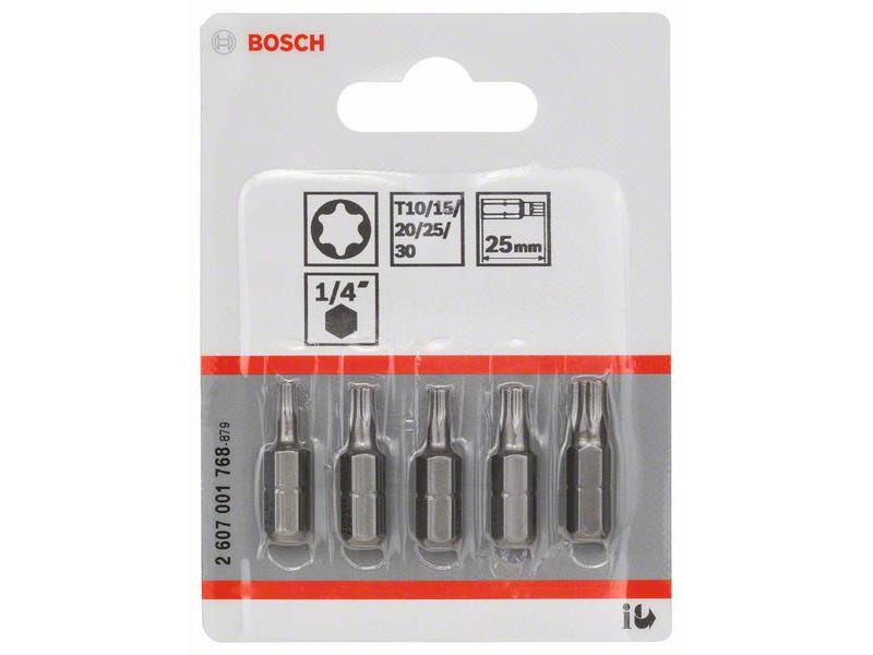 5-delni komplet vij. nast. Bosch Extra-Hart (Torx®), Dim: T10; T15; T20; T25; T30; 25 mm, 2607001768