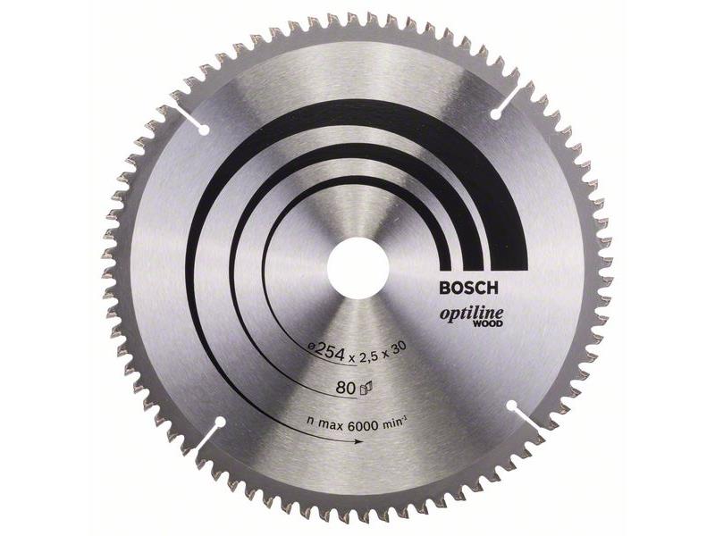 List krožne žage Bosch Optiline Wood, Dimenzije: 254x30x2,5mm, Zob: 80, 2608640437