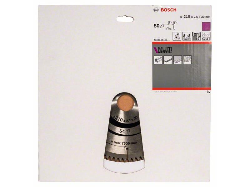 List krožne žage Bosch Multi Material, Dimenzije: 210x30x2,5mm, Zob: 80, 2608640445