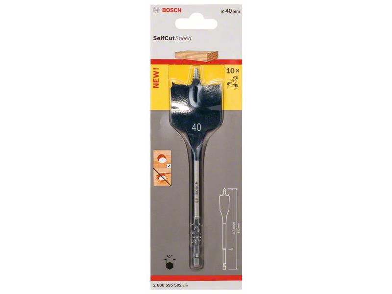 Ploščati rezkalni sveder Bosch Self Cut Speed, šesterorob , Dimenzije: 40 x 152 mm, 2608595502