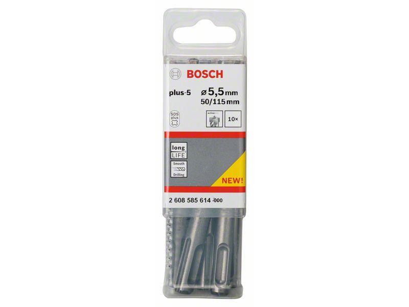 Udarni svedri Bosch SDS-plus-5, Dimenzije: 5,5 x 50 x 115 mm, Pakiranje: 10 kosov