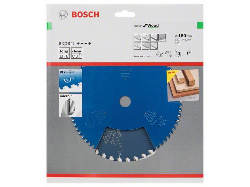 List za krožne žage Bosch Expert for Wood, Dimenzije: 160x20x1,8mm, Zob: 36, 2608644014