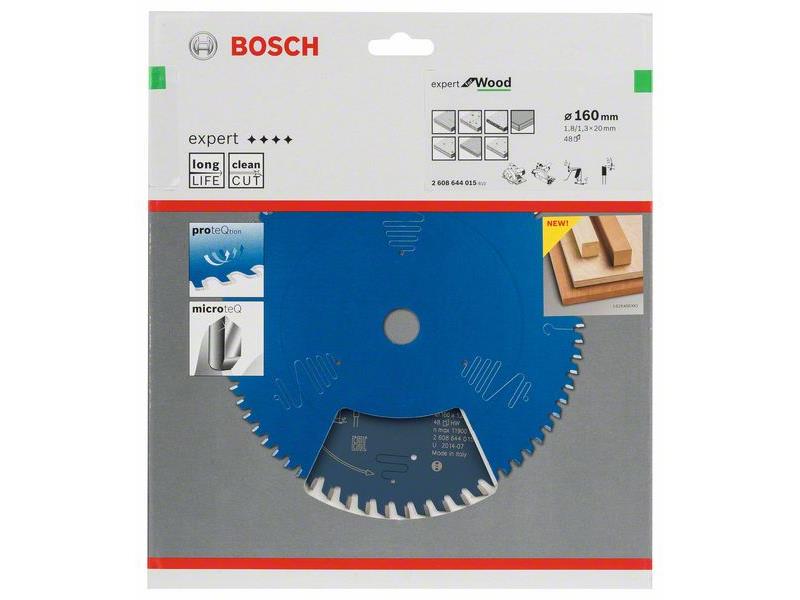 List za krožne žage Bosch Expert for Wood, Dimenzije: 160x20x1,8mm, Zob: 48, 2608644015