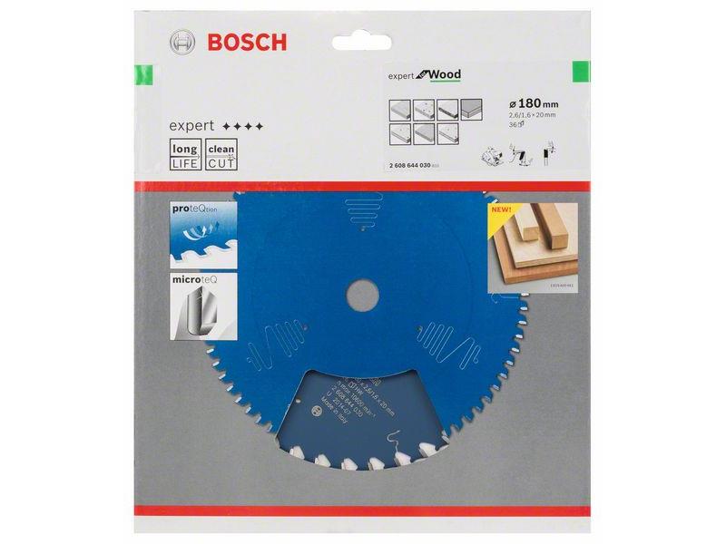 List za krožne žage Bosch Expert for Wood, Dimenzije: 180x20x2,6mm, Zob: 36, 2608644030