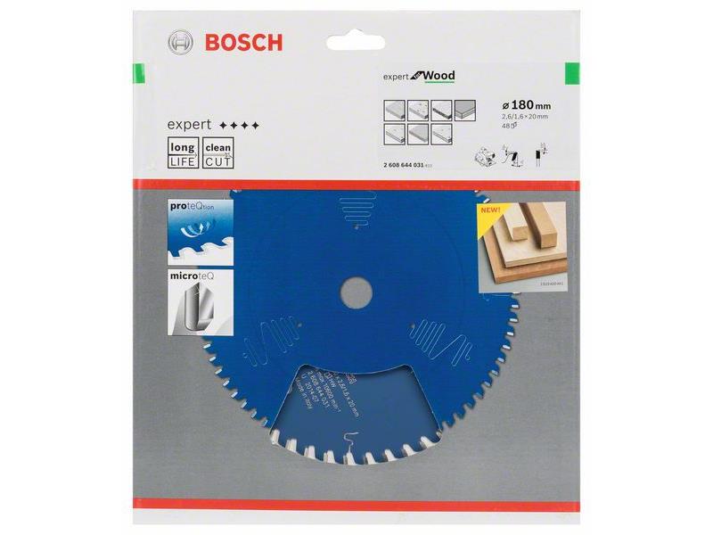 List za krožne žage Bosch Expert for Wood, Dimenzije: 180x20x2,6mm, Zob: 48, 2608644031