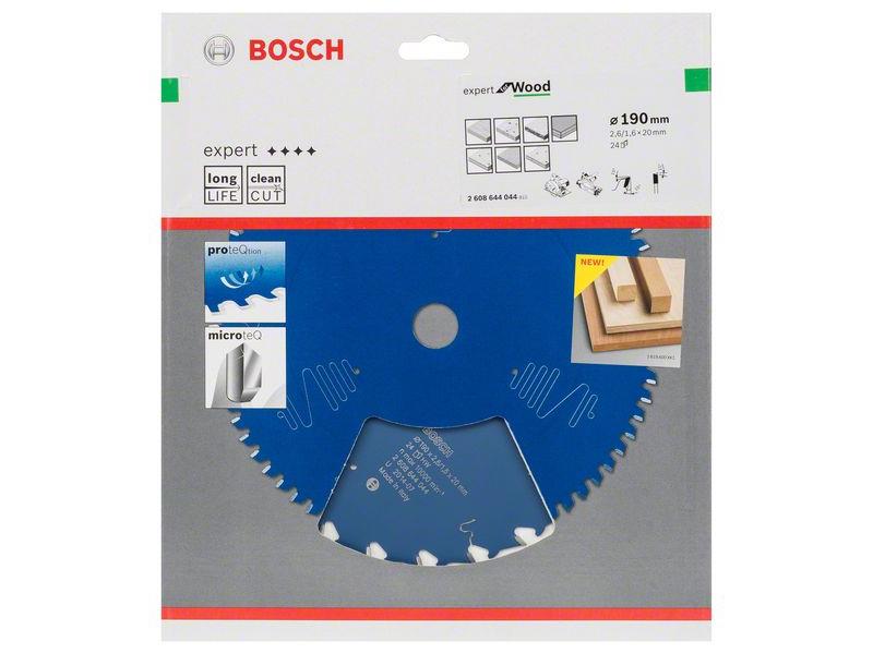 List za krožne žage Bosch Expert for Wood, Dimenzije: 190x20x2,6mm, Zob: 24, 2608644044