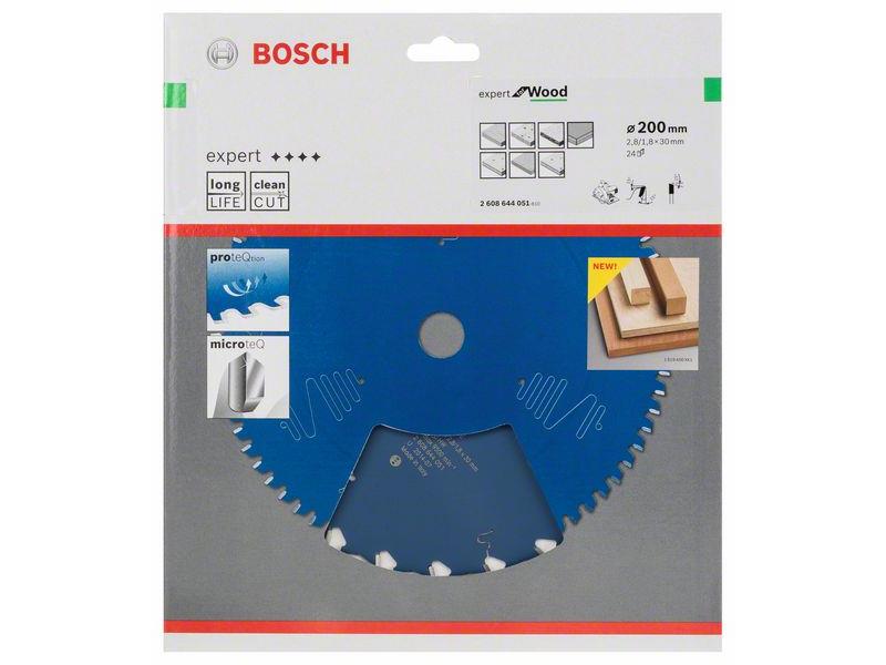 List za krožne žage Bosch Expert for Wood, Dimenzije: 200x30x2,8mm, Zob: 24, 2608644051