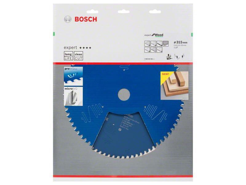 List za krožne žage Bosch Expert for Wood, Dimenzije: 315x30x2,4mm, Zob: 72, 2608644081