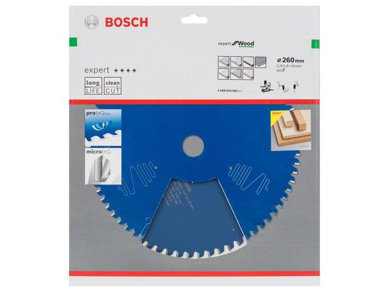 List za krožne žage Bosch Expert for Wood, Dimenzije: 260x30x2,4mm, Zob: 60, 2608644082