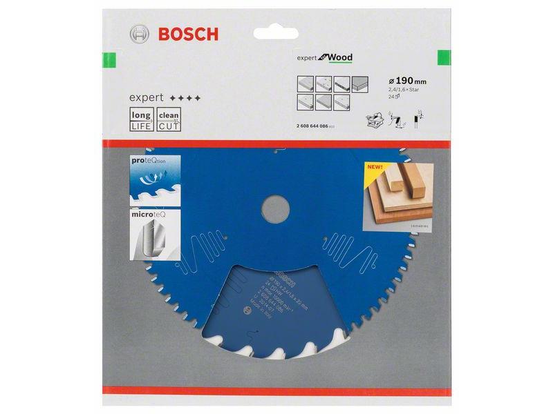 List za krožne žage Bosch Expert for Wood, Dimenzije: 190x2,4mm, Zob: 24, 2608644086