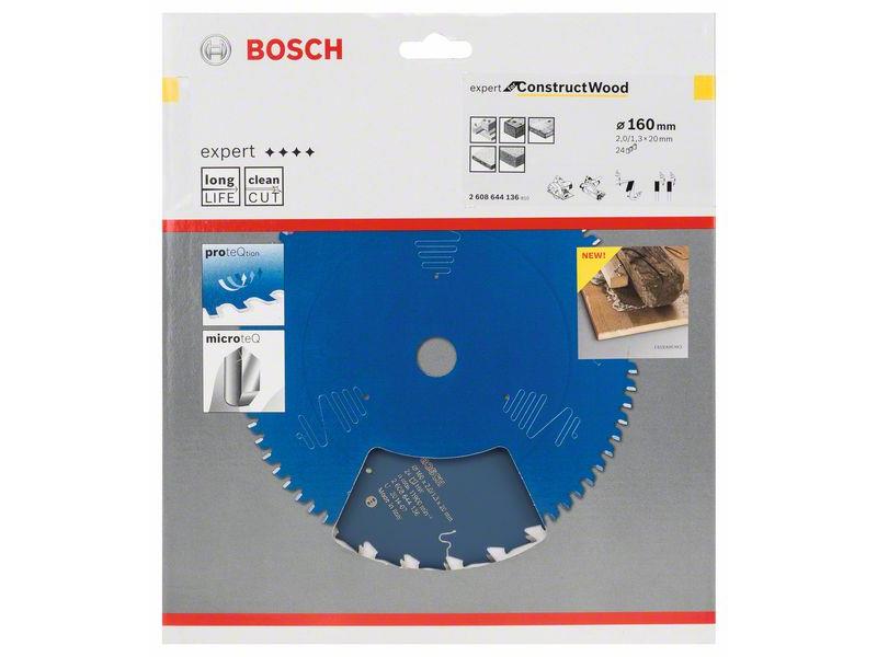 List za krožne žage Bosch Expert for Construct Wood, Dimenzije: 160x20x2mm, Zob: 24, 2608644136