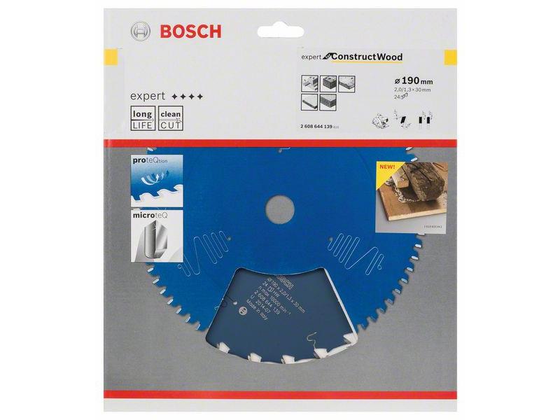 List za krožne žage Bosch Expert for Construct Wood, Dimenzije: 190x30x2mm, Zob: 24, 2608644139