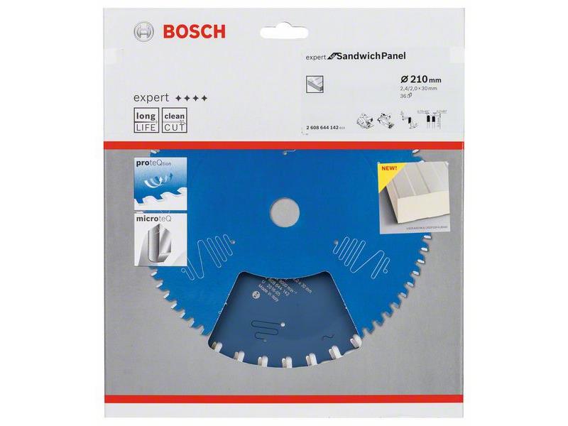 Žagin list za krožne žage Bosch Expert for Sandwich Panel, Dimenzije: 210x30x2,4mm, Zob: 36, 2608644142