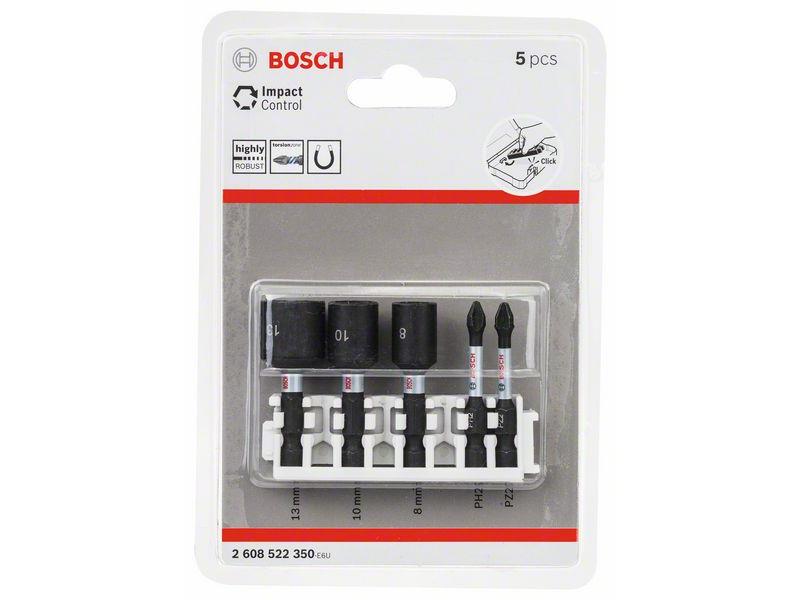 5-delni komplet vijačnih nastavkov in natičnih ključev Bosch Impact Control, 50mm, 2608522350