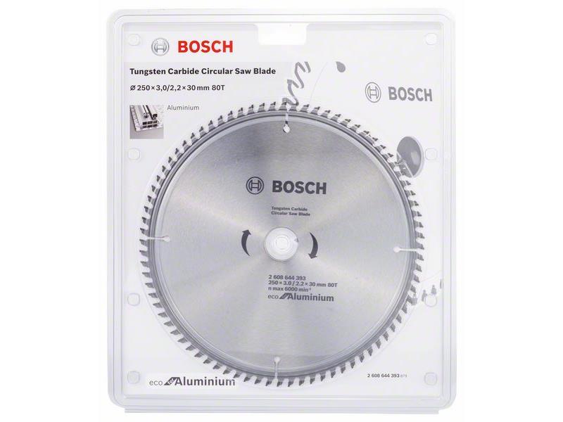 List za krožno žago Bosch Eco for Aluminium, Dimenzije: 250x30x3mm, Zob: 80, 2608644393